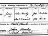 Marriage record for John Arnsby 1826 and Sarah Warwick